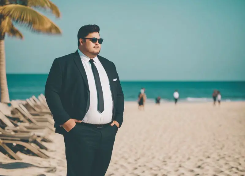 A handsome chubby guy at the beach.